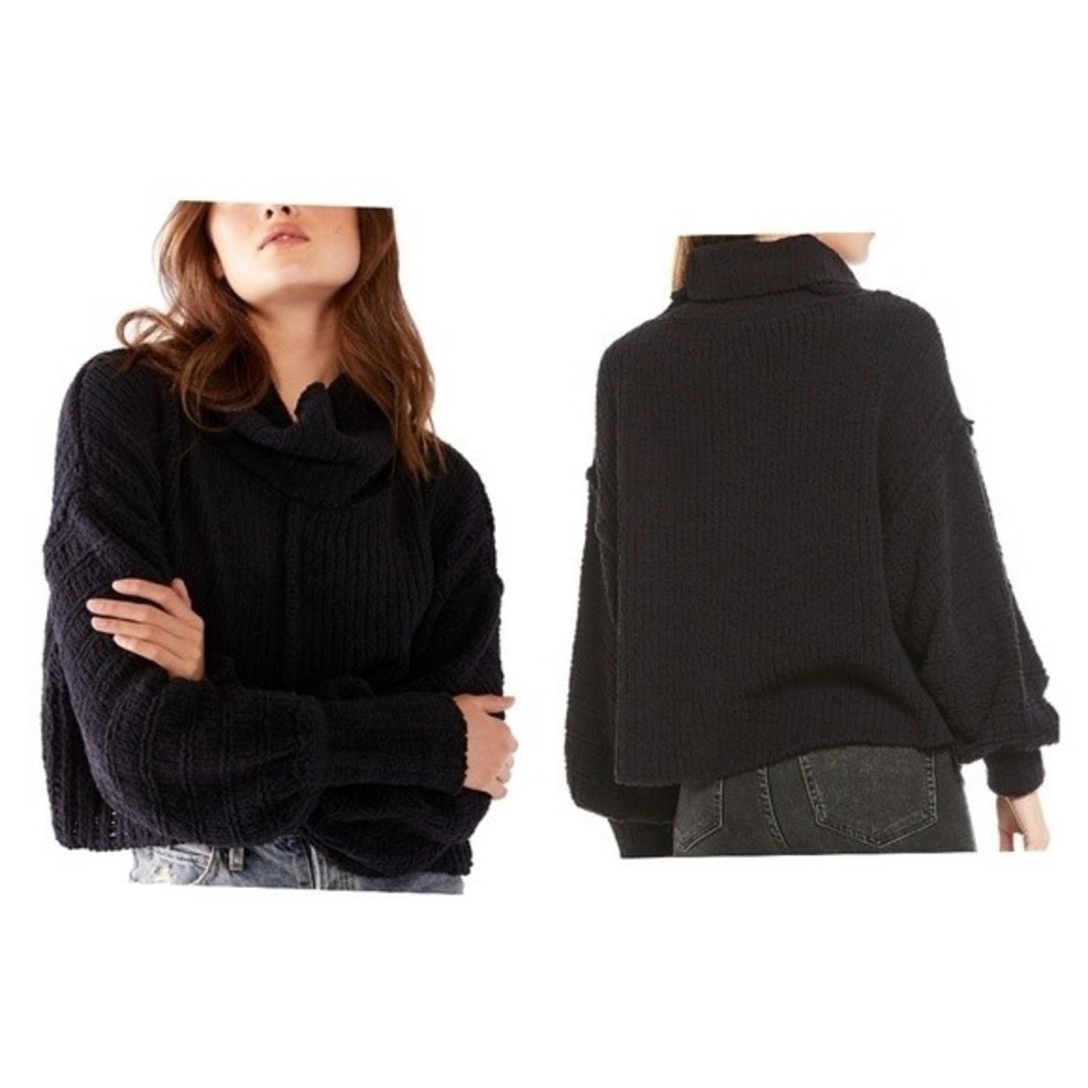 NWT Free People Be Yours Funnel Neck Sweater: Size S : Black